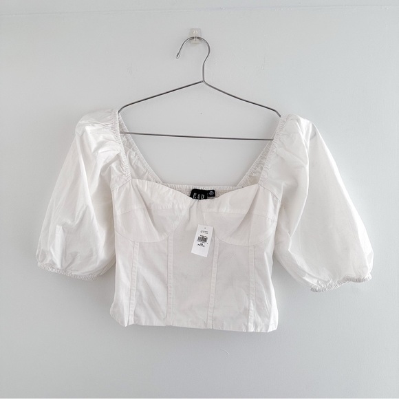 Gap Puff Sleeve Sweetheart Crop Top NWT - Picture 7 of 9